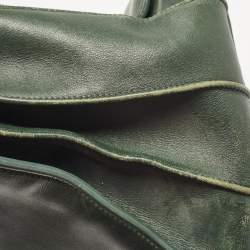 Saint Laurent Green Leather Small Classic Sac De Jour Tote