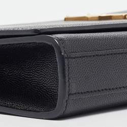 Pre Owned Saint Laurent Black Leather Kate Monogram Clutch