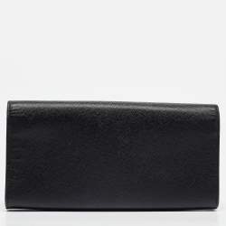 Pre Owned Saint Laurent Black Leather Kate Monogram Clutch