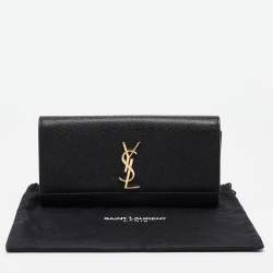 Pre Owned Saint Laurent Black Leather Kate Monogram Clutch