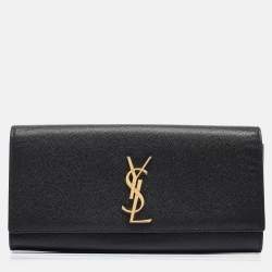 Pre Owned Saint Laurent Black Leather Kate Monogram Clutch