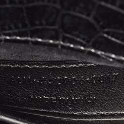 Saint Laurent Black Croc Embossed Leather Medium Sunset Shoulder Bag