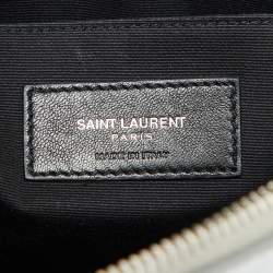Saint Laurent Silver Star Leather Zip Pouch 