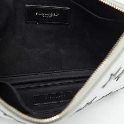 Saint Laurent Silver Star Leather Zip Pouch 