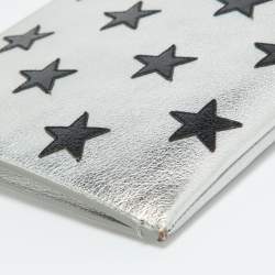 Saint Laurent Silver Star Leather Zip Pouch 