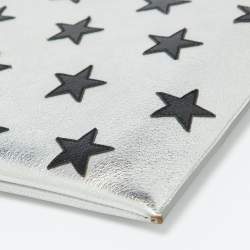 Saint Laurent Silver Star Leather Zip Pouch 