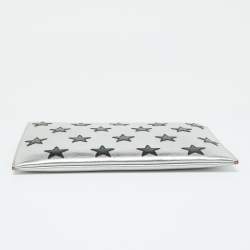 Saint Laurent Silver Star Leather Zip Pouch 