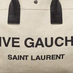 Saint Laurent Off White/Beige Canvas and Leather Rive Gauche Tote