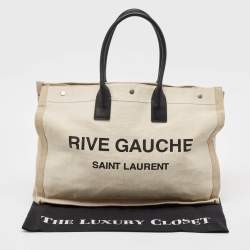 Saint Laurent Off White/Beige Canvas and Leather Rive Gauche Tote