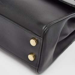 Pre Owned Saint Laurent Black Leather Small Moujik Top Handle Bag