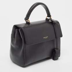 Pre Owned Saint Laurent Black Leather Small Moujik Top Handle Bag