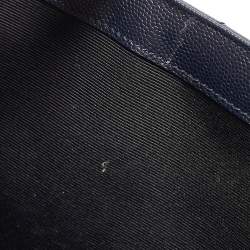 Pre Owned Saint Laurent Navy Blue Matelassé Leather Large Monogram Shoulder Bag