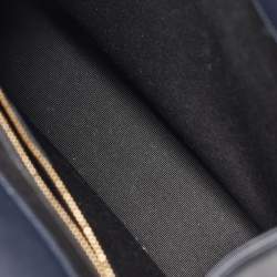 Pre Owned Saint Laurent Navy Blue Matelassé Leather Large Monogram Shoulder Bag