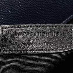 Pre Owned Saint Laurent Navy Blue Matelassé Leather Large Monogram Shoulder Bag