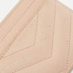 Saint Laurent Pink Matelassé Leather Monogram Card Holder