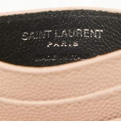 Saint Laurent Pink Matelassé Leather Monogram Card Holder