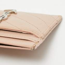 Saint Laurent Pink Matelassé Leather Monogram Card Holder