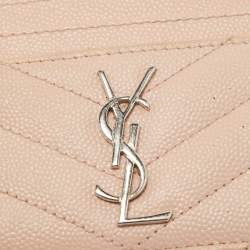 Saint Laurent Pink Matelassé Leather Monogram Card Holder
