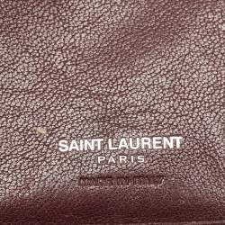 Saint Laurent Burgundy Leather Monogram Zip Around Wallet