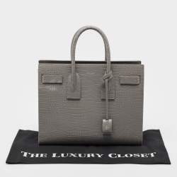 Saint Laurent Grey Croc Embossed Leather Small Classic Sac De Jour Tote