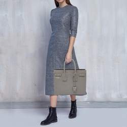 Saint Laurent Grey Croc Embossed Leather Small Classic Sac De Jour Tote