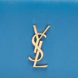Pre Owned Saint Laurent Light Blue Leather Monogram Kate Clutch