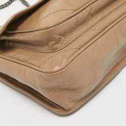 Pre Owned Saint Laurent Beige Matelassé Leather Baby Niki Chain Shoulder Bag