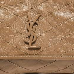 Pre Owned Saint Laurent Beige Matelassé Leather Baby Niki Chain Shoulder Bag
