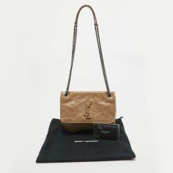 Pre Owned Saint Laurent Beige Matelassé Leather Baby Niki Chain Shoulder Bag