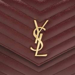 Saint Laurent Burgundy Matelassé Leather Monogram Envelope Wristlet Clutch