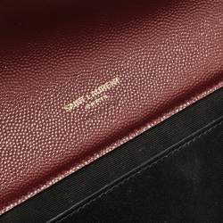 Saint Laurent Burgundy Matelassé Leather Monogram Envelope Wristlet Clutch