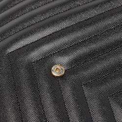 Pre Owned Saint Laurent Black Chevron Leather Cassandre Chain Tote