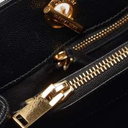 Pre Owned Saint Laurent Black Chevron Leather Cassandre Chain Tote