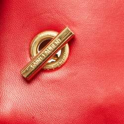 Pre Owned Saint Laurent Red Matelassé Leather Bubble Flap Crossbody Bag