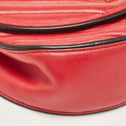 Pre Owned Saint Laurent Red Matelassé Leather Bubble Flap Crossbody Bag