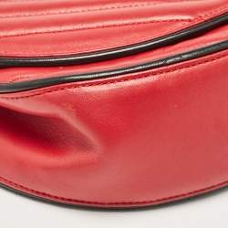 Pre Owned Saint Laurent Red Matelassé Leather Bubble Flap Crossbody Bag