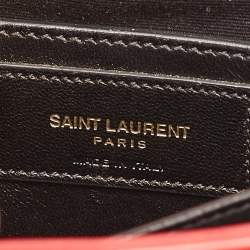 Pre Owned Saint Laurent Red Matelassé Leather Bubble Flap Crossbody Bag