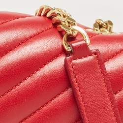 Pre Owned Saint Laurent Red Matelassé Leather Bubble Flap Crossbody Bag