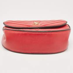 Pre Owned Saint Laurent Red Matelassé Leather Bubble Flap Crossbody Bag