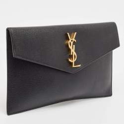 Pre Owned Saint Laurent Black Leather Uptown Pouch
