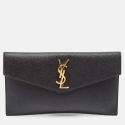Pre Owned Saint Laurent Black Leather Uptown Pouch