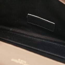 Pre Owned Saint Laurent Beige Matelasse Leather Cassandre Wristlet Pouch