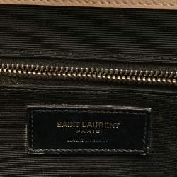 Pre Owned Saint Laurent Beige Chevron Leather Large Monogram Envelope Shoulder Bag