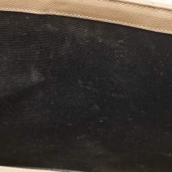 Pre Owned Saint Laurent Beige Chevron Leather Large Monogram Envelope Shoulder Bag