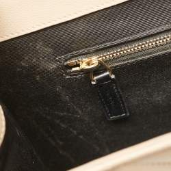 Pre Owned Saint Laurent Beige Chevron Leather Large Monogram Envelope Shoulder Bag