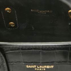 Saint Laurent Black Croc Embossed Leather Nano Classic Sac De Jour Tote