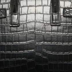 Saint Laurent Black Croc Embossed Leather Nano Classic Sac De Jour Tote