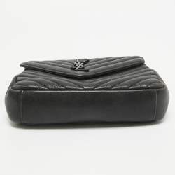 Saint Laurent Black Matelassé Leather Medium College Top Handle Bag