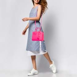 Pre Owned Saint Laurent Neon Pink Leather Nano Classic Sac De Jour Tote
