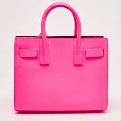 Pre Owned Saint Laurent Neon Pink Leather Nano Classic Sac De Jour Tote